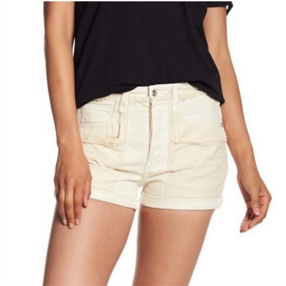 Helmut Lang‎ Rolled Boyfriend Shorts Mid Rise Relaxed Fit Dove White Size 26 - Picture 1 of 15